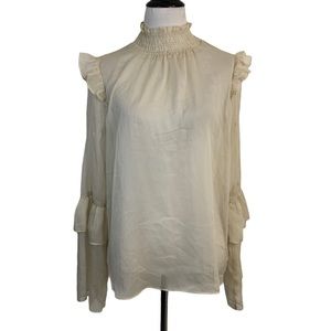In The Style High Neck Ruffle Blouse